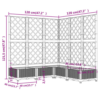 Vaso/floreira jardim c/ treliça 120x120x121,5cm PP cinza-escuro