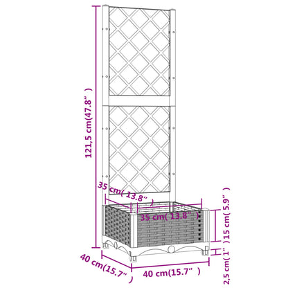 Vaso/floreira jardim c/ treliça 40x40x121,5 cm PP castanho