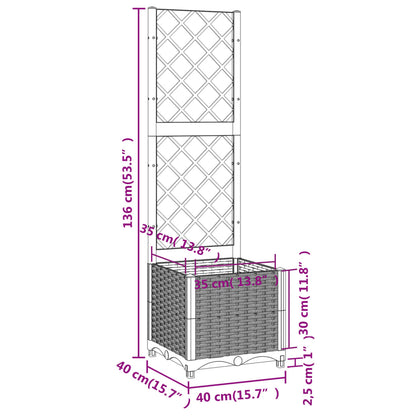 Vaso/floreira jardim c/ treliça 40x40x136 cm PP castanho