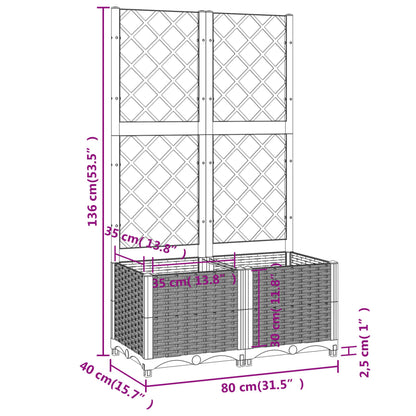 Vaso/floreira jardim c/ treliça 80x40x136 cm PP castanho