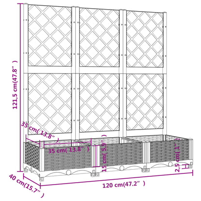 Vaso/floreira jardim c/ treliça 120x40x121,5 cm PP castanho