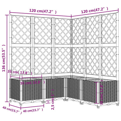 Vaso/floreira jardim c/ treliça 120x120x136 cm PP castanho