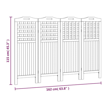 Biombo com 4 painéis 162x2x115 cm madeira de acácia maciça