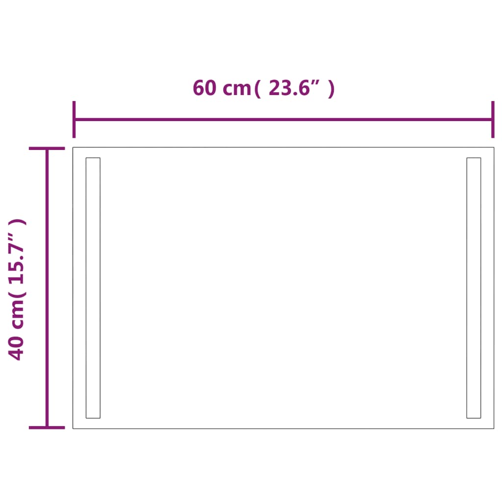 Espelho de casa de banho com luzes LED 60x40 cm