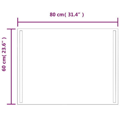 Espelho de casa de banho com luzes LED 80x60 cm