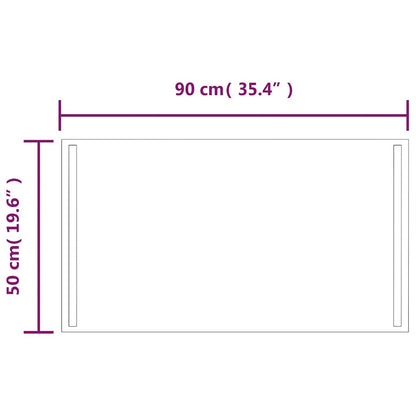 Espelho de casa de banho com luzes LED 90x50 cm