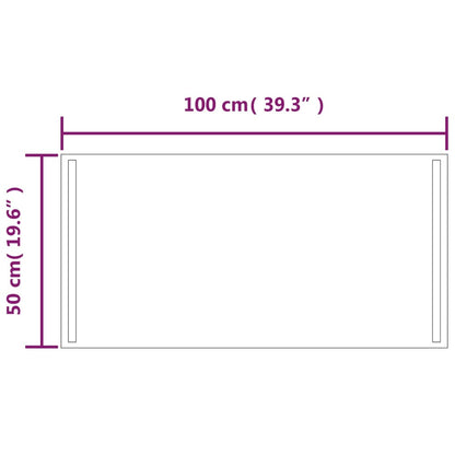 Espelho de casa de banho com luzes LED 100x50 cm