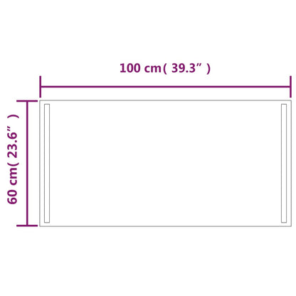 Espelho de casa de banho com luzes LED 100x60 cm