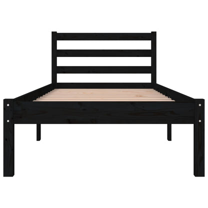 Estrutura de cama pequena solteiro 75x190 cm pinho maciço preto