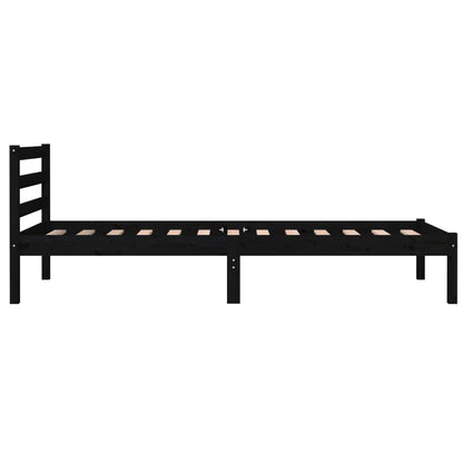 Estrutura de cama pequena solteiro 75x190 cm pinho maciço preto