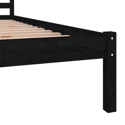 Estrutura de cama pequena solteiro 75x190 cm pinho maciço preto