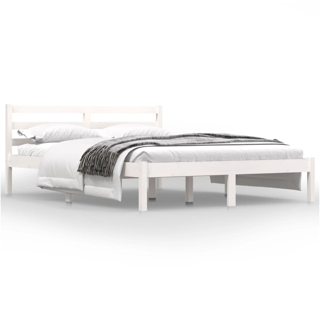 Estrutura de cama pequena casal 120x190 cm pinho maciço branco