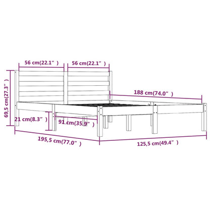 Estrutura de cama pequena casal 120x190 cm pinho maciço branco