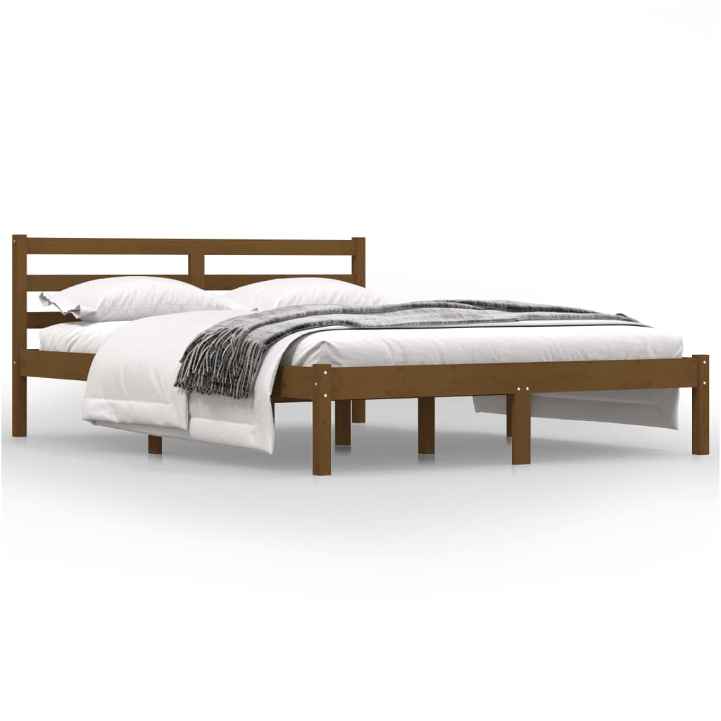 Estrutura de cama pequena casal 120x190cm pinho maciço castanho