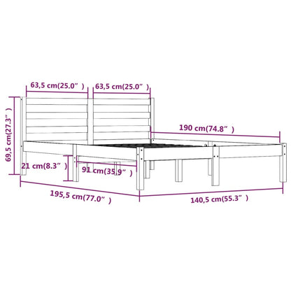 Estrutura de cama casal 135x190 cm pinho maciço