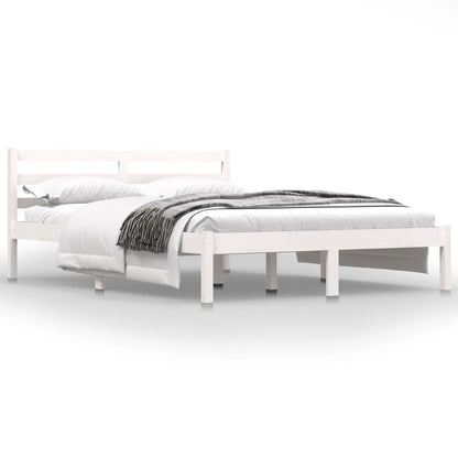 Estrutura de cama casal 135x190 cm pinho maciço branco