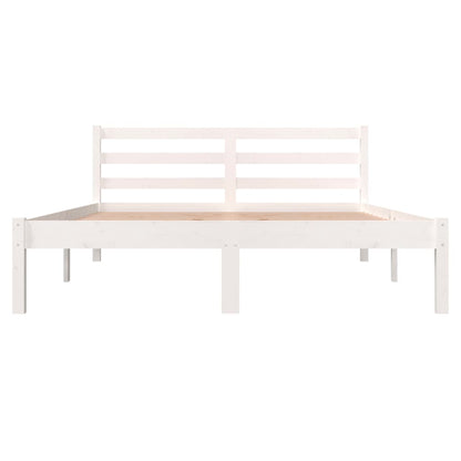 Estrutura de cama casal 135x190 cm pinho maciço branco