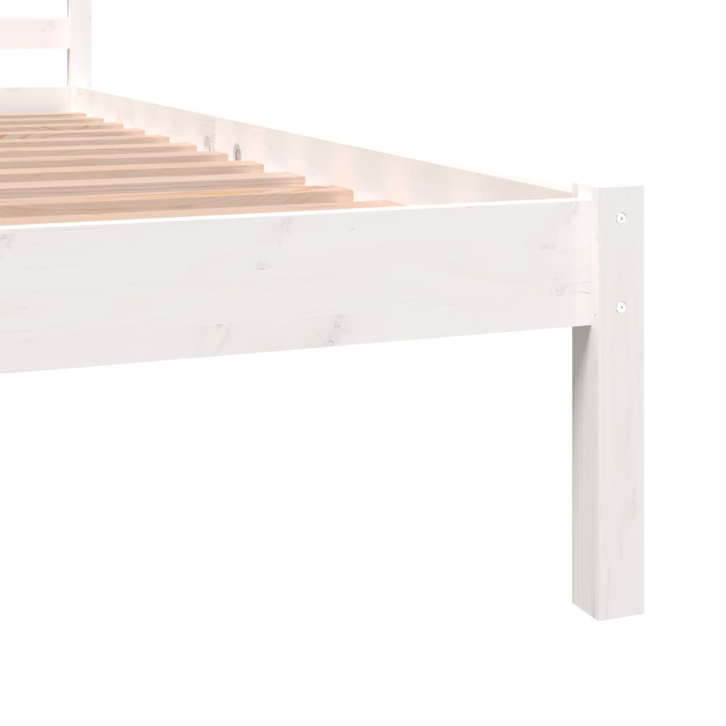 Estrutura de cama casal 135x190 cm pinho maciço branco