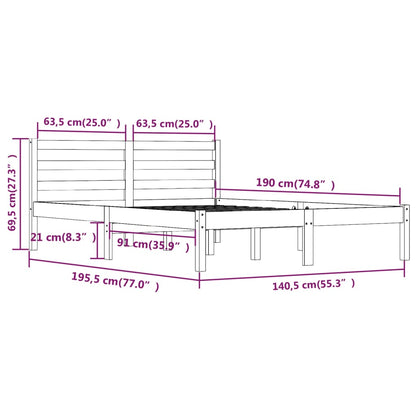 Estrutura de cama casal 135x190 cm pinho maciço branco