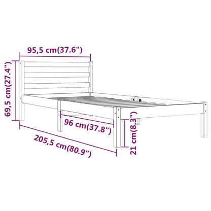 Estrutura de cama 90x200 cm pinho maciço branco