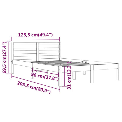 Estrutura de cama 120x200 cm pinho maciço preto