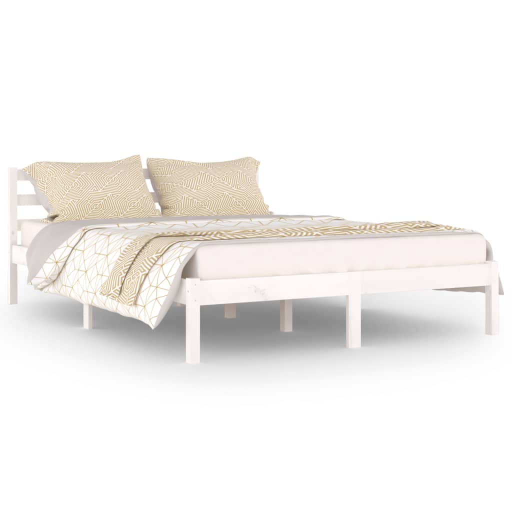 Estrutura de cama 140x200 cm pinho maciço branco