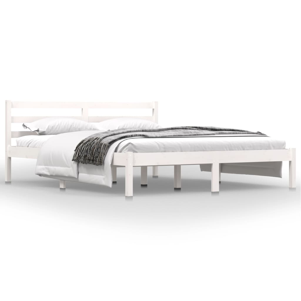 Estrutura de cama king 150x200 cm pinho maciço branco