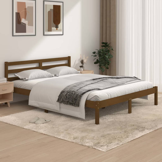 Estrutura de cama king 150x200 cm pinho maciço castanho