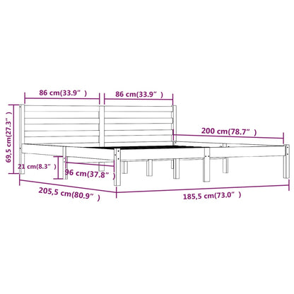 Estrutura de cama super king 180x200 cm pinho maciço