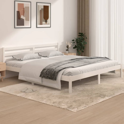 Estrutura de cama super king 180x200 cm pinho maciço branco