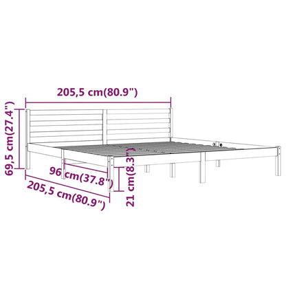 Estrutura de cama 200x200 cm pinho maciço cinzento