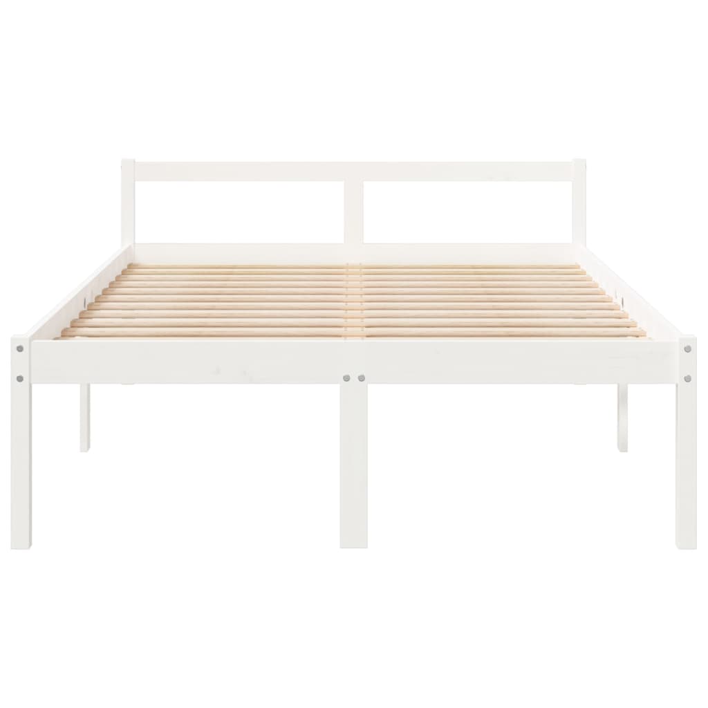 Cama de casal pequena para idosos 120x190cm pinho maciço branco