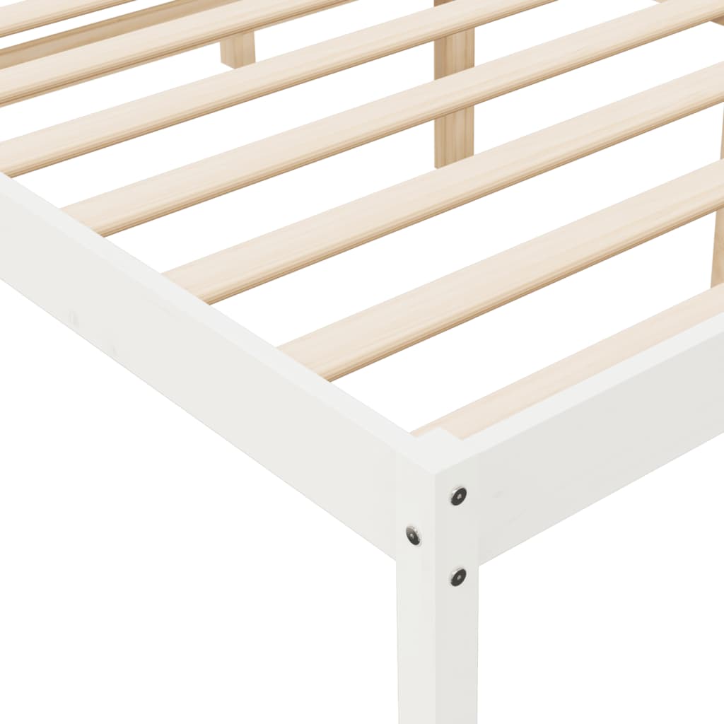 Cama de casal pequena para idosos 120x190cm pinho maciço branco