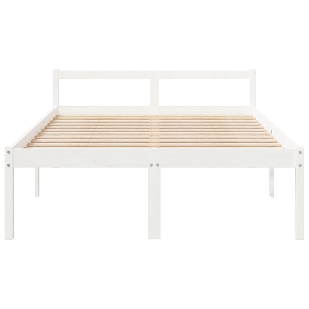 Estrutura de cama casal 135x190 cm pinho maciço branco