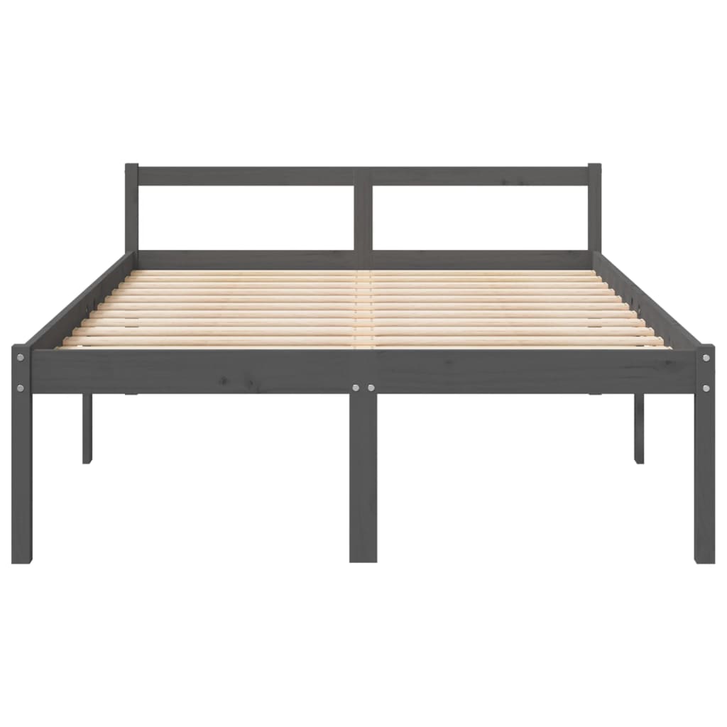 Estrutura de cama casal 135x190 cm pinho maciço cinza