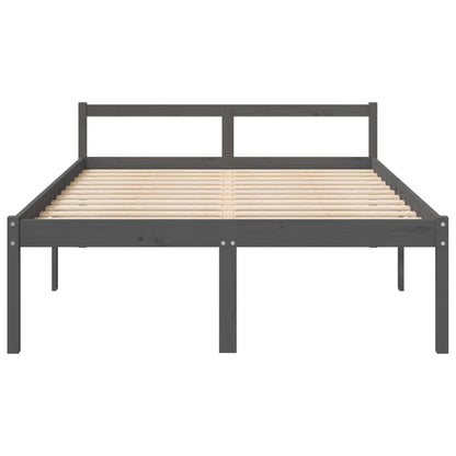 Estrutura de cama casal 135x190 cm pinho maciço cinza