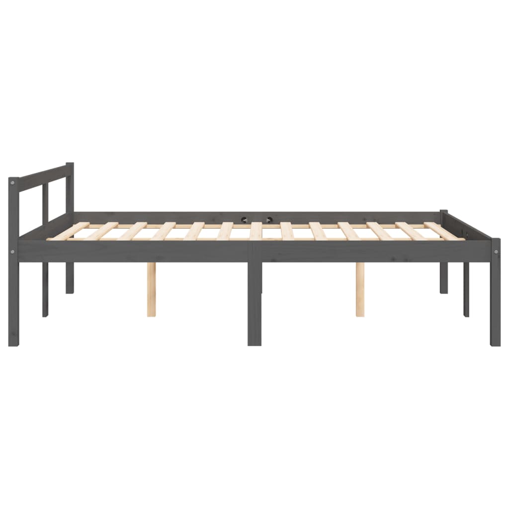 Estrutura de cama casal 135x190 cm pinho maciço cinza