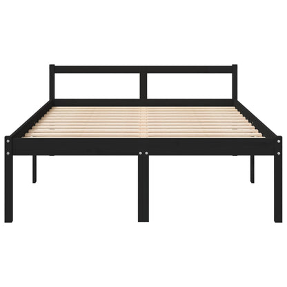 Estrutura de cama casal 135x190 cm pinho maciço preto