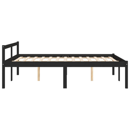 Estrutura de cama casal 135x190 cm pinho maciço preto