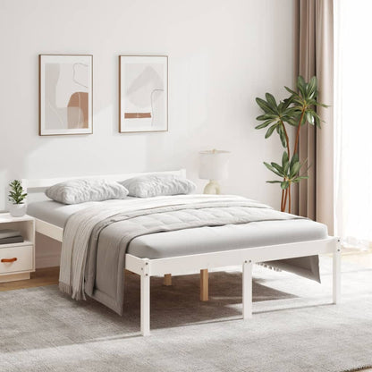 Estrutura de cama 140x190 cm pinho maciço branco