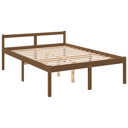 Estrutura de cama 140x190 cm pinho maciço castanho-mel