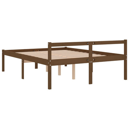 Estrutura de cama 140x190 cm pinho maciço castanho-mel