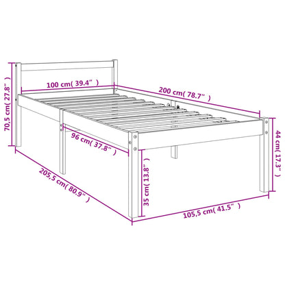 Cama para idosos 100x200 cm pinho maciço branco