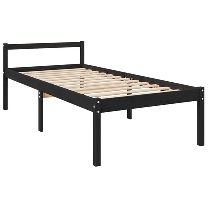 Cama para idosos 100x200 cm pinho maciço preto