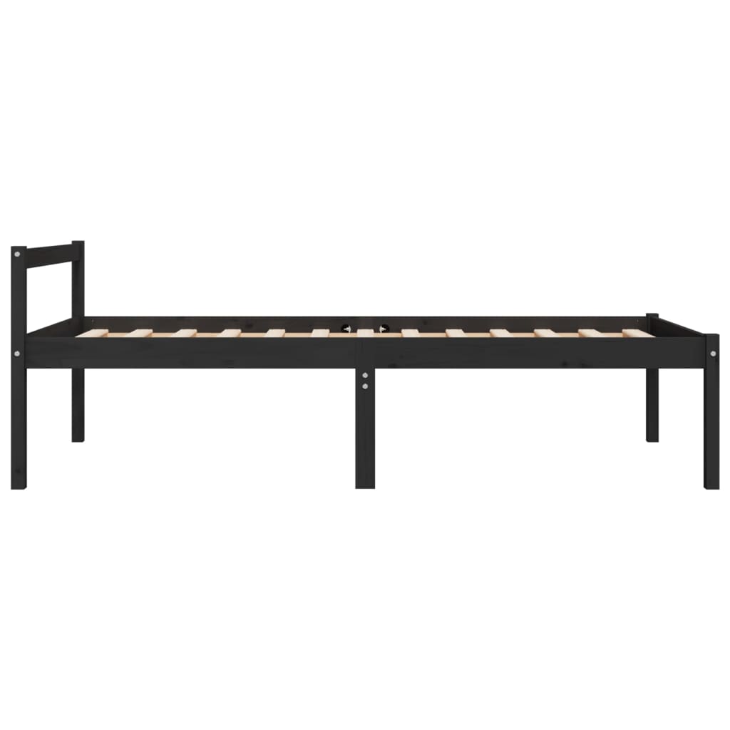 Cama para idosos 100x200 cm pinho maciço preto