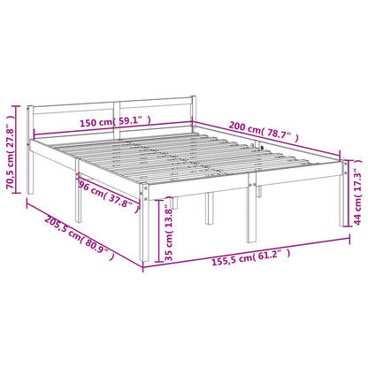 Estrutura de cama king 150x200 cm pinho maciço branco