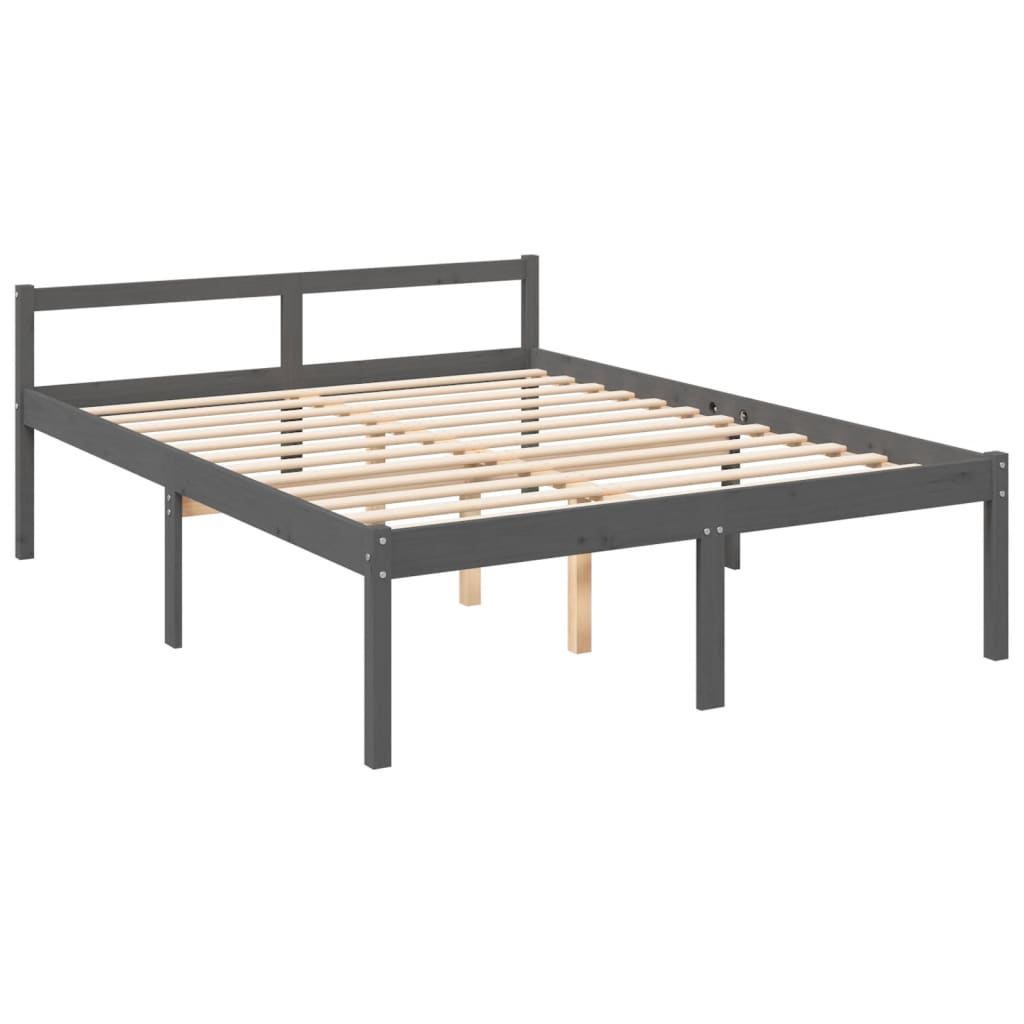 Estrutura de cama king 150x200 cm pinho maciço cinza