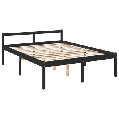 Estrutura de cama king 150x200 cm pinho maciço preto