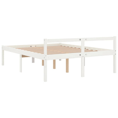 Estrutura de cama 160x200 cm pinho maciço branco