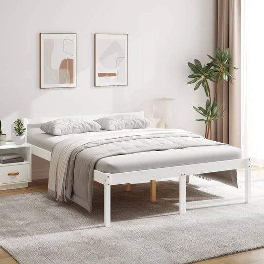 Estrutura de cama 160x200 cm pinho maciço branco